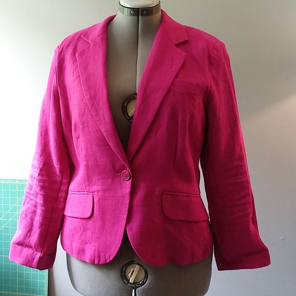NWOT Olivia Moon Pink linen blazer SZ XL